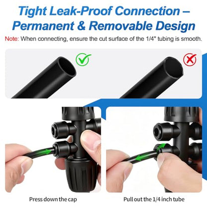 6 Pack 1/2" To 1/4" Drip Irrigation Fittings, 1/2 Inch (1/2" ID x 0.6-0.65" OD) Drip Line to 1/4 Inch Irrigation Tubing Adapter Anti-Drop Quick Connect Reducer 6 Way Tee Connectors - size: 1/2" to 1/4" (6 Way) Reducer-6P