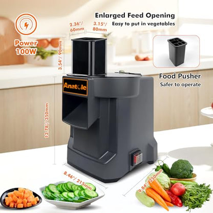 Anatole Electric Vegetable Dicer Chopper Commercial Food Processor 3 Blades
