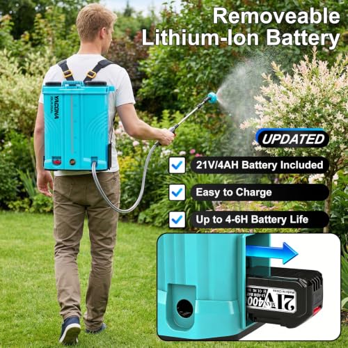 Backpack Sprayer Battery Powered 5 Gallon, 100 PSI Electric Garden Sprayer