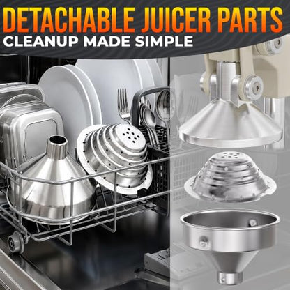 Cast Iron Juicer Hand Press, Heavy-Duty Squeezer (White) - color: White