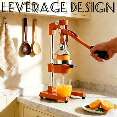 Cast Iron Juicer Hand Press Heavy Duty, Orange Juicer - color: Orange