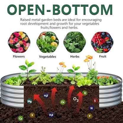 2PCS 4x2x1FT Galvanized Metal Raised Garden Bed,Outdoor Planter Box for Vegetables - size: 4x2x1(2PCS)