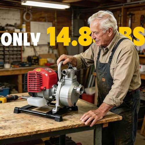 1inch 4-Stroke Gas Water Pump,35.8cc 1.45KW Gasoline Powered High Pressure Pump 82ft Lift And 23ft Suction,1.1hp Trash Water Pump Irrigation Pump For Farmland Garden