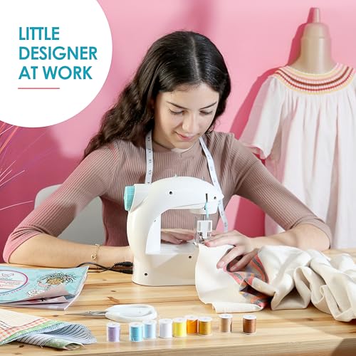 CraftBud Mini Sewing Machine for Beginners, Adults and Kids Sewing Machine - color: White, size: Basic Set