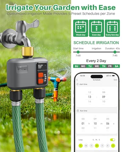 WiFi Sprinkler Timer 2 Zone, 984ft Range Smart Water Timer for Garden Hose - style: 2 Zone Brass Inlet & Outlet