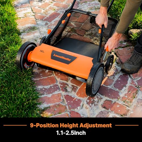 LawnMaster LMRM1801 Push Reel Lawn Mower 18-Inch 5-Blade - size: 18-Inch