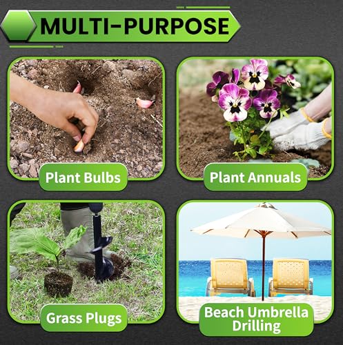 4"X16" Heavy-Duty Auger Drill Bit for Planting - Garden Spiral Drill Bit - Bulb Planter Tool & Post Hole Digger - 3/8" Hex Drive - size: 4"x16"