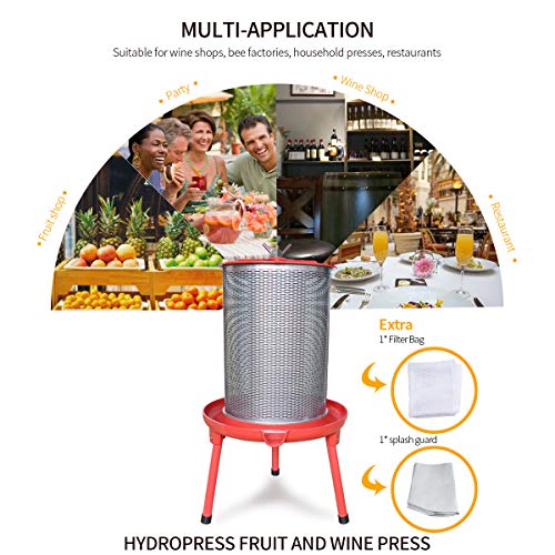 Hydraulic Fruit Wine Press with Fruit and Apple Crusher - Electricity-Free/Water-powered Cider Wine Bladder Press