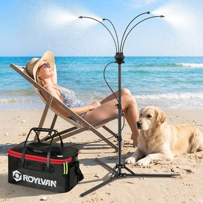 Roylvan Portable Misters for Outside Patio, Battery-Powered with 4 Nozzles