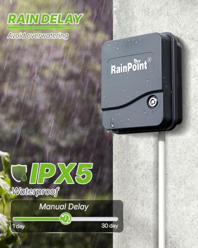 RAINPOINT Sprinkler Controller 12 Zone Programmable, Indoor/Outdoor Automatic Irrigation System, Irrigation Controller with Rain Delay, Manual Watering & Seasonal Adjustment