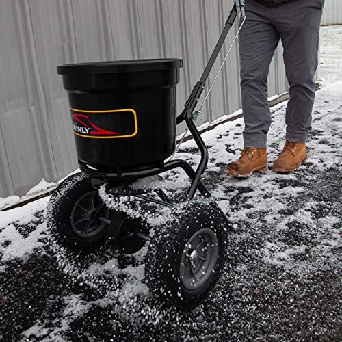 Brinly P20-500BHDF-A Push Spreader with Side Deflector Kit and Hopper Grate, 50 lb. Capacity - Flat Black - color: Flat Black