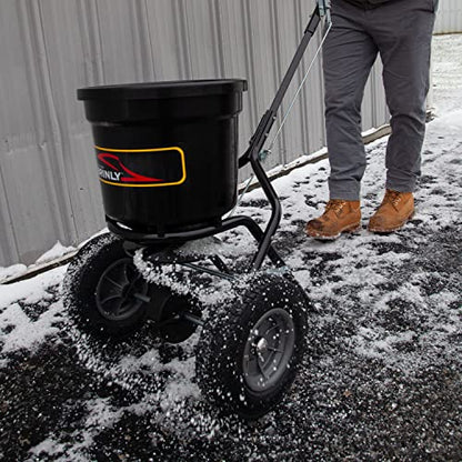 Brinly P20-500BHDF-A Push Spreader with Side Deflector Kit and Hopper Grate, 50 lb. Capacity - Flat Black - color: Flat Black