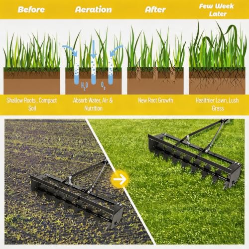 400 LBS 31 Inch Heavy Duty Lawn Aerator Tool with Star Shape Steel Tines