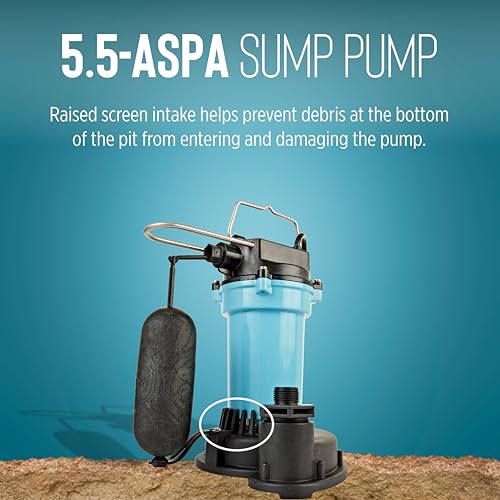 Little Giant 5.5-ASPA 115V, 1/4 HP Aluminum Automatic Sump Pump, 10' Cord