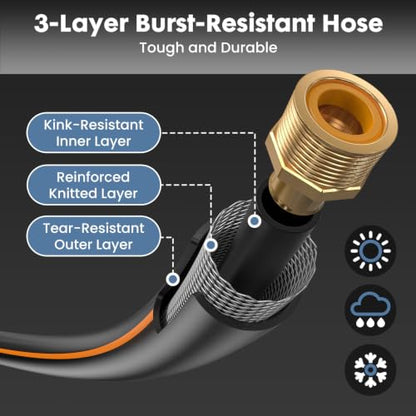 DUMOS Retractable Garden Hose Reel, 1/2 in X 130 ft Water Hose with Nozzle - color: Orange and Grey, size: 1/2" x 130 FT