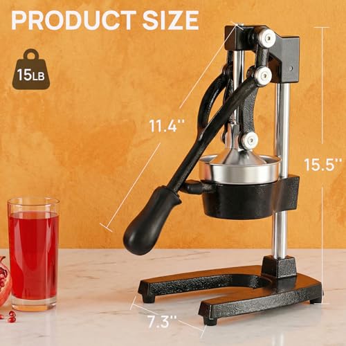 Cast Iron Juicer, Heavy Duty Manual Citrus Juicer - color: Black