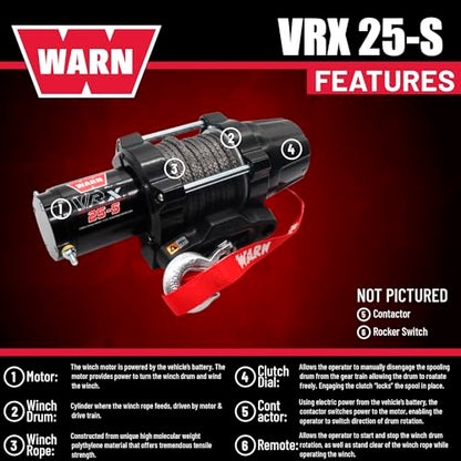 WARN VRX 25-S Powersport Winch for ATV & UTV with 2,500 lb Pulling Capacity - size: 2,500 lbs., style: Synthetic Rope