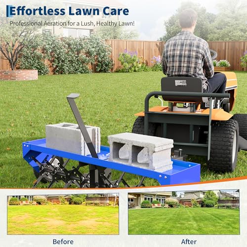 Garvee 48" Tow Behind Lawn Aerator, Universal Hitch, ATV/UTV/Tractor - size: 48"
