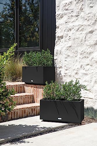 Veradek Block Series Long Box Planter - Rectangular Outdoor Planter - color: Black, size: Small