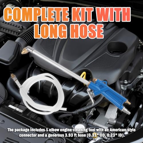 Elbow Air Cleaning Gun for Car Detailing & 3.93Ft Hose,High Pressure Pneumatic Air Spray Gun for Detail Dust Cleaning,Siphon Spray Car Engine Cleanings Guns for Narrow Space
