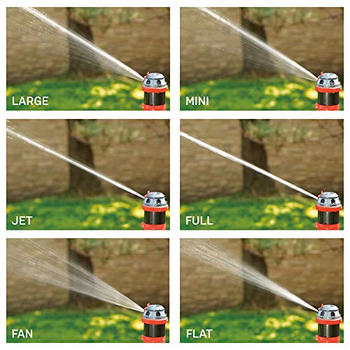 Eden 96122 Metal Base 6-Pattern Rotary Gear Drive Sprinkler | Quiet Operation, Adjustable Range, 5°- 360° Coverage, Flow-Through Design for Customized Watering, Quick Connect Starter Set Included