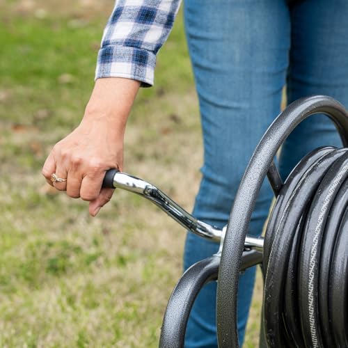 XtremepowerUS Hose Reel Cart, Hose Cart with Wheels, Water Hose Reel Cart Hose Reels for Outside, 300-Feet Hose Capacity, Grey