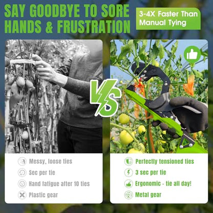 SWANSOFT Plant Tying Machine, Come with 10000pcs Staples 20 Rolls (Green)