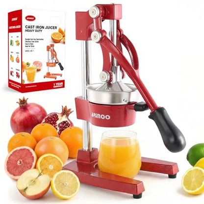 Cast Iron Juicer, Heavy Duty Manual Citrus Juicer - color: Red