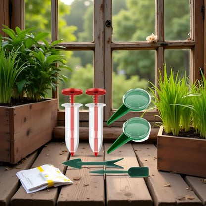 6Pcs Mini Sowing Seed Dispenser, Seed Planter Tool, Handheld Seed Planter, Mini Hand Seed Spreader, Seed Sower Tool, Garden Seed Planter, Small Seed Spreader with Seedlings Dibber Widger for Spreading