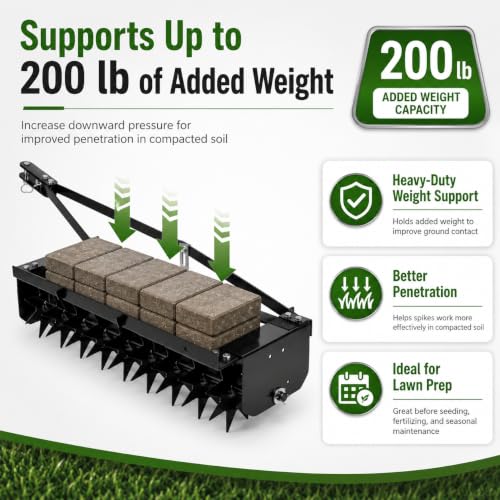 Heavy Duty Tow Behind Spike Aerator 32 Inch with Steel Frame