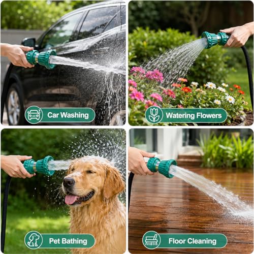 FANHAO Fireman Style Hose Sprayer Nozzle, High Pressure Adjustable Sprayer - color: Green