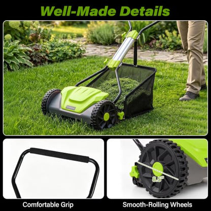 Goplus 16 Inch 5-Blade Push Reel Lawn Mower, Adjustable Cutting Height - color: Green