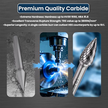 LU&MN SG-3 Tungsten Carbide Burr, 3/8" Head 1/4" Shank, 1 Pc - size: SG-3