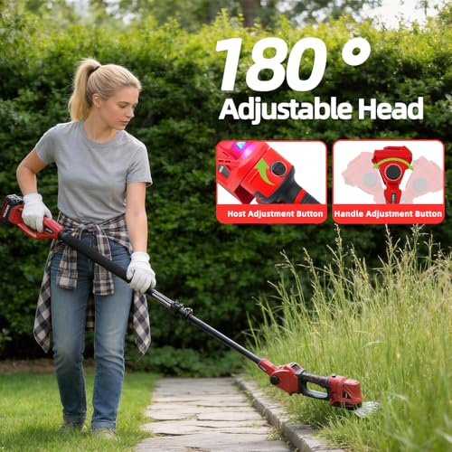 4-in-1 Electric Pole Hedge Trimmer, Cordless Bush Trimmer & Grass Shear
