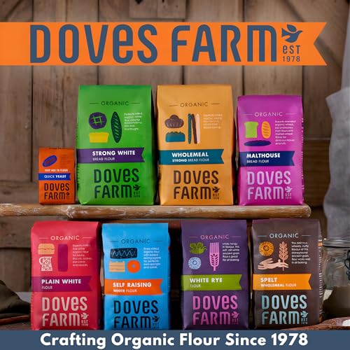 Doves Farm Organic Strong White Bread Flour 3.3 lb / 1.5 kg (Pack of 2) - High Protein British Baking Flour for Bread, Rolls and Sourdoughs | Kosher Certified & Vegan Friendly | Authentic UK Import - size: 52.91 Ounce (Pack of 2)