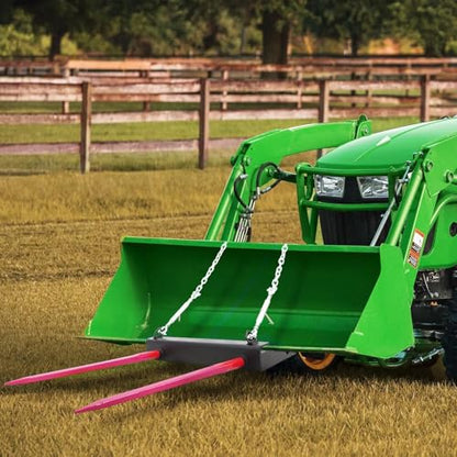 Hay Spear 49",Red Black Double Spear Bale Spear 4000lbs Loading Capacity, Quick Attach Spike Forks Skid Steer Loader Tractor Attachment - size: Double Spear 49"