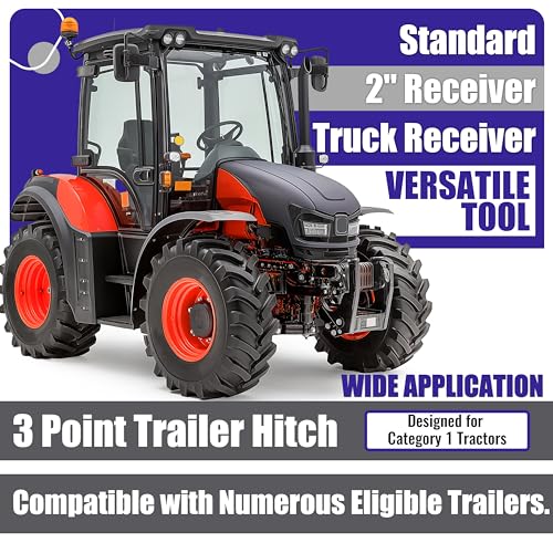 HECASA 3 Point 2 inch Trailer Hitch Receiver Drawbar for Category 1 Tractors