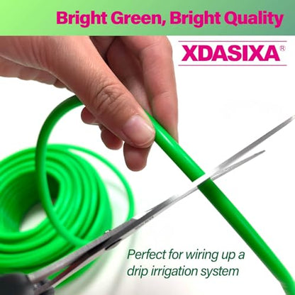 1/4" Drip Irrigation Tubing 300ft, Flexible UV-Resistant Garden Hose for DIY Irrigation Systems, Hydroponics, Greenhouse & Outdoor Watering, Lightweight Misting Tubing (Green) - size: 300 FT