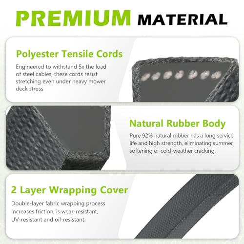GX21833 48 Inch Mower Deck Belt for John Deere 145 D140 D150 D155 D160 L120 L130 LA130 LA140 LA145 LA155 LA165 Z200 Z255 Z300 Z355E Riding Lawn Mower GX20571, 1/2" X 141.7" - size: 141.7"L x 0.559"W