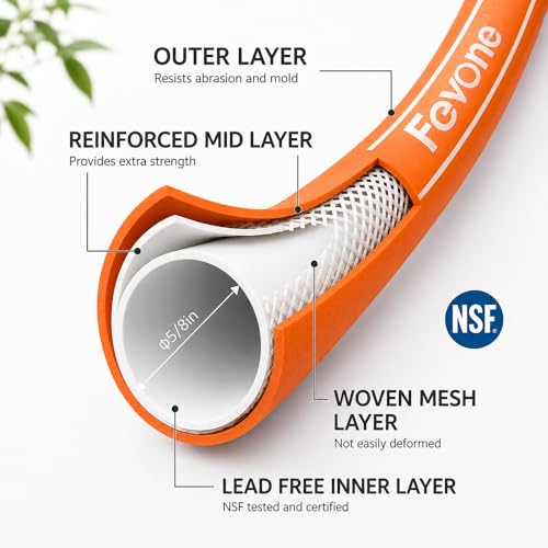 FEVONE Heavy Duty Garden Hose 80 ft, Hybrid Polymer Water Hose - size: 80' (feet)