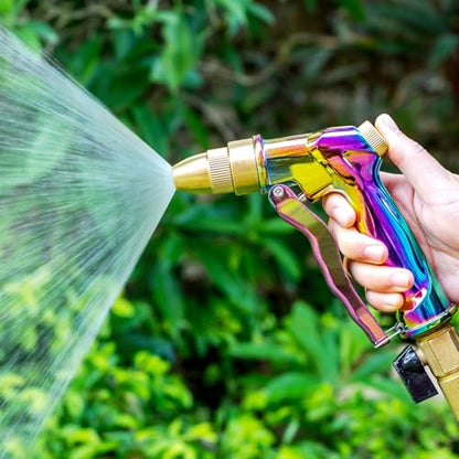 ESOW Heavy Duty Hose Nozzle, High Pressure Metal, 4 Patterns, Rainbow - color: Rainbow