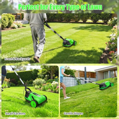 Small Electric Lawn Mower, Mini Cordless Lawn Mower with 2x4.0Ah Batteries