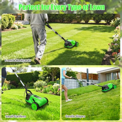 Small Electric Lawn Mower, Mini Cordless Lawn Mower with 2x4.0Ah Batteries