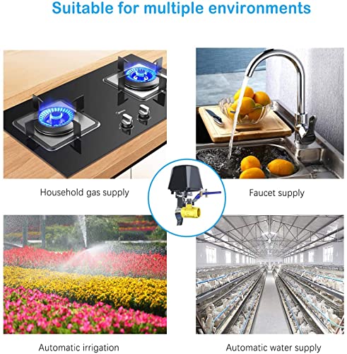 Smart WiFi Water Valve, APP Remote Control, Compatible with Alexa and Google Assistant, iOS/Android Apps, for Kitchen Gas Shutoff Valve, Farm Irrigation