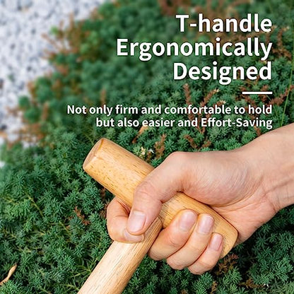 FLORA GUARD Garden Dibber Tool, Steel Seed Planter with Wood Handle