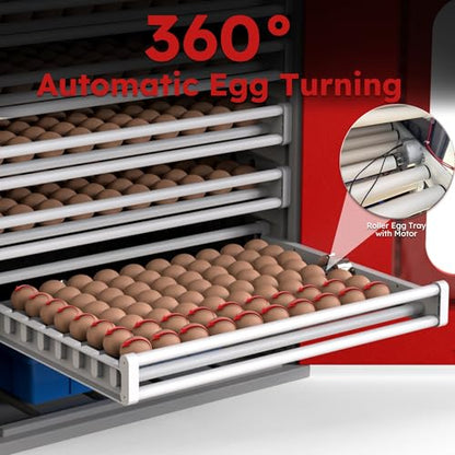 400 Egg Incubator, Automatic Egg Turner with Digital Temp Humidity Control, Commercial Poultry Hatcher Machine for Chicken Duck Goose Quail Eggs