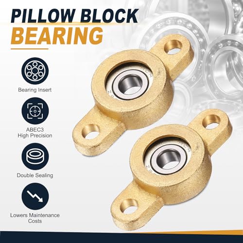 uxcell 4Pcs TF06 Pillow Block Bearings 6mm Bore, Copper Housing, ABEC 3 - size: TF06(6mm Shaft)