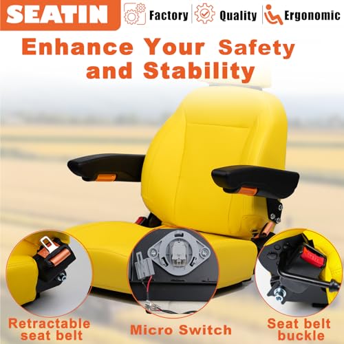 SEATIN Universal Tractor Seat, Zero Turn Mower Seat (yellow) - color: yellow