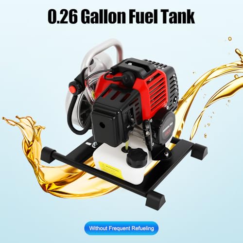 Commercial Gasoline Engine Water Pump 2 Stroke 52CC 1700W 1.5 Inch Inlet Portable Gasoline Water Transfer Pump with Manual Start, Air-cooling Water Pump for Flood Gardening Irrigation
