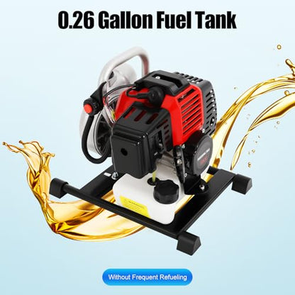 Commercial Gasoline Engine Water Pump 2 Stroke 52CC 1700W 1.5 Inch Inlet Portable Gasoline Water Transfer Pump with Manual Start, Air-cooling Water Pump for Flood Gardening Irrigation